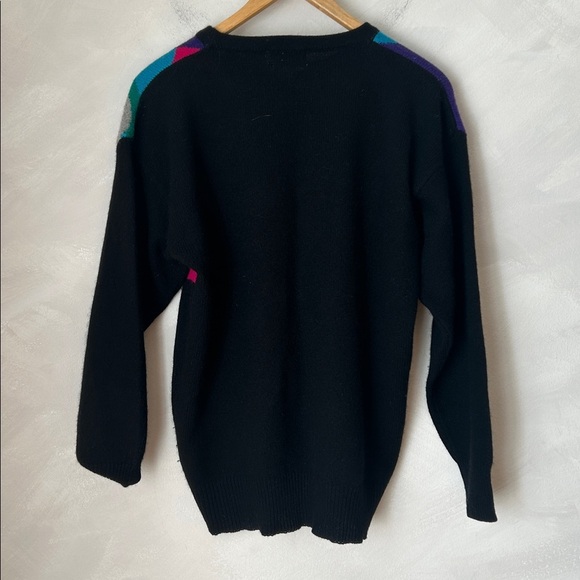 Vintage lambswool angora sweater Bright Bold mod colourblock 80s 90s - Picture 6 of 6